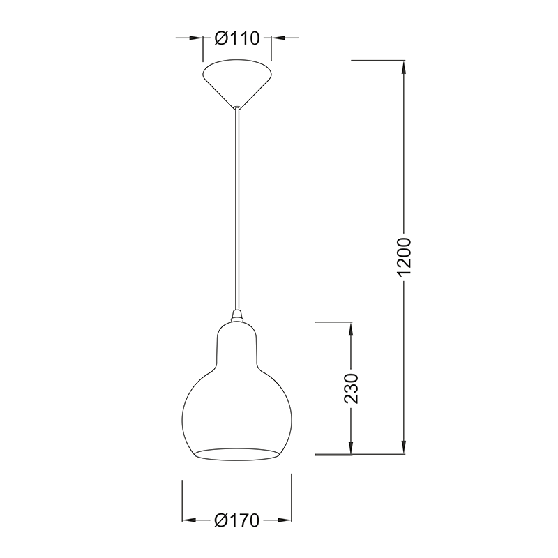 PENDANT GREY GLASS E27 D17cm 1X40W BLOOM V292851PGY PENDANT GREY GLASS E27 D17cm 1X40W BLOOM V292851PGY
