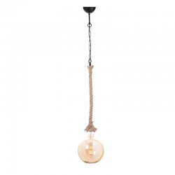 PENDANT 1XE27 BLACK METAL+SINGLE BRAIDED ROPE+CHAIN Η100CM 50BRC PENDANT 1XE27 BLACK METAL+SINGLE BRAIDED ROPE+CHAIN Η100CM 50BRC