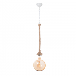 PHASING OUT PENDANT 1XE27 METAL WHITE+ SINGLE BRAIDED ROPE+CHAIN Η100CM 50WRC