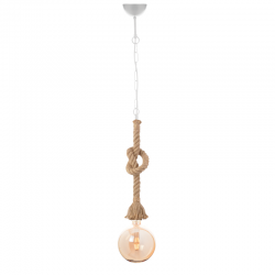 PHASING OUT PENDANT 1XE27 METAL WHITE+ SINGLE BRAIDED ROPE+CHAIN Η100CM 50WRCN