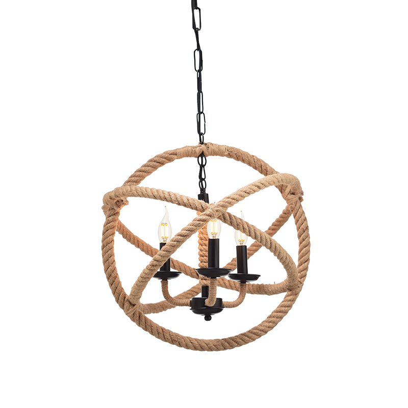 PHASING OUT PENDANT 3XE14 METAL BLACK CIRCLES+ROPE Φ50ΧΗ120CM CERN 563503PCR