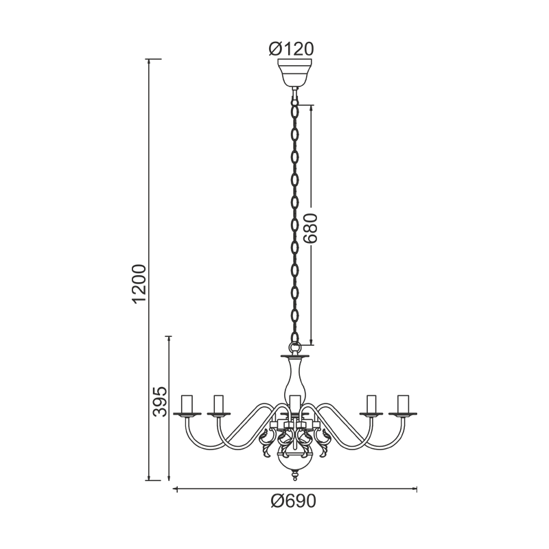PHASING OUT PENDANT 8XE14 METAL PATINΑ GOLD Φ69ΧH120CM VELVET DLA12008P
