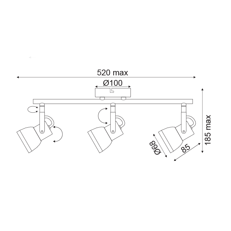 PHASING OUT WALL MOUNTED LUMINAIRE 3×GU10 METALLIC RUST SHADE 45×10×19CM INKA MC167793R PHASING OUT WALL MOUNTED LUMINAIRE 3×GU10 METALLIC RUST SHADE 45×10×19CM INKA MC167793R