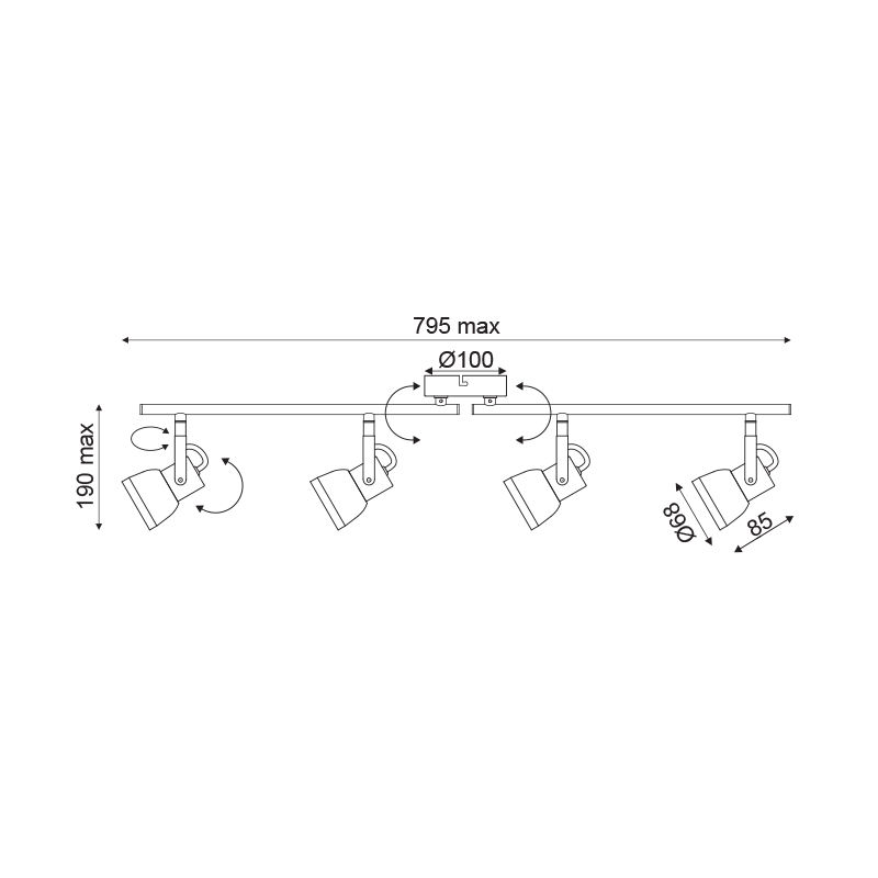 PHASING OUT WALL MOUNTED LUMINAIRE 4×GU10 METALLIC CEMENT SHADE 68×10×19CM INKA MC167794C PHASING OUT WALL MOUNTED LUMINAIRE 4×GU10 METALLIC CEMENT SHADE 68×10×19CM INKA MC167794C