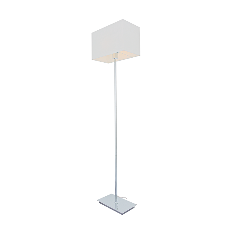 PHASING OUT FLOOR LAMP CHROME METAL 1XE27 WHITE CABLE RECTANGLE BASE Η123cm MIX MATCH MF15018CHW