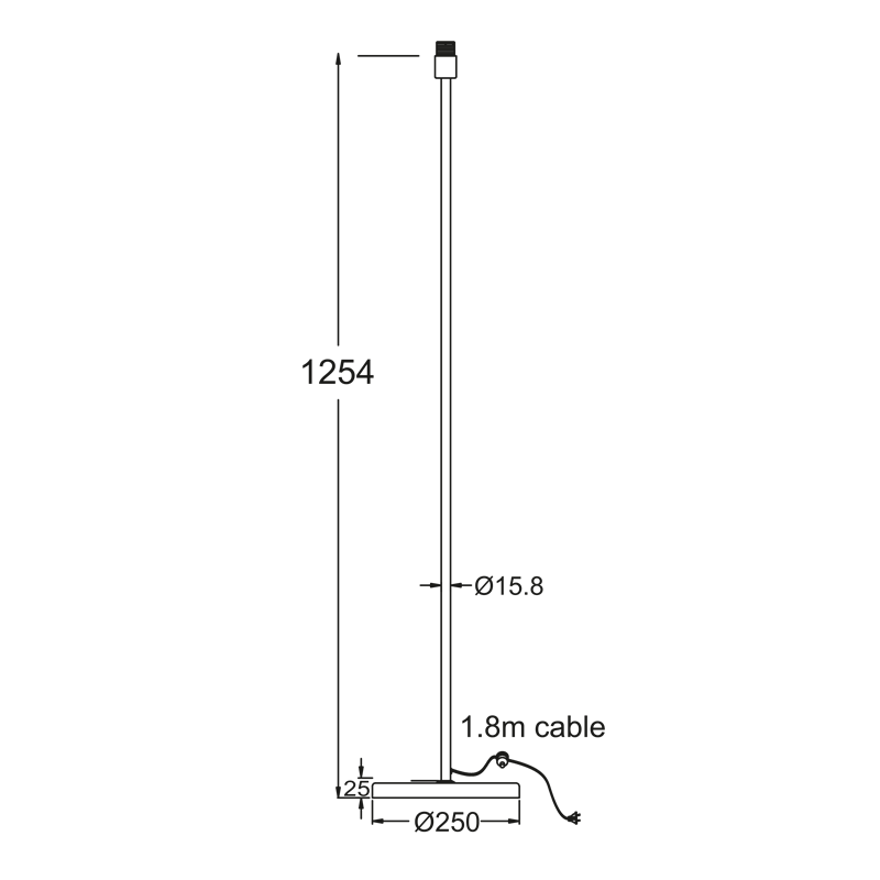 PHASING OUT METAL FLOOR LUMINAIRE 1XE27 WHITE- WHITE CABLE CIRCULAR BASE 126CM MIX MATCH MF15198MWW