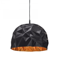 PHASING OUT PENDANT 1XE27 RESIN BLACK+GOLD POLYGON Φ38H120CM POLLOK V35078BG