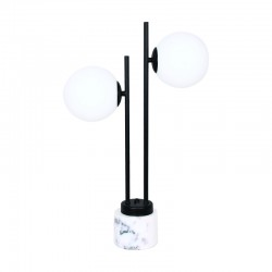 TABLE LAMP 2ΧΕ14 QUADRO BLACK METAL+ WHITE GLASS-MARBLE IP20 36X14XH61CM ML127022TBK