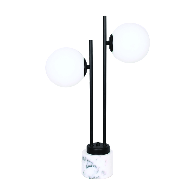 TABLE LAMP 2ΧΕ14 QUADRO BLACK METAL+ WHITE GLASS-MARBLE IP20 36X14XH61CM ML127022TBK