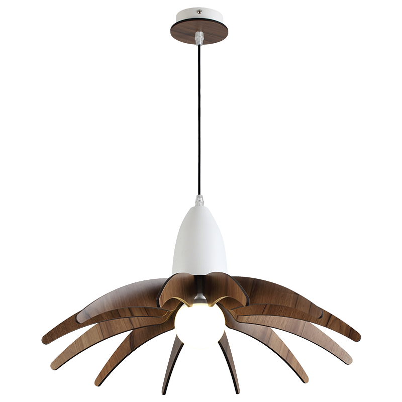 PENDANT LUMINAIRE 1ΧE27 DARK WOOD SHADE MDF + WHITE METAL Φ50XH80CM ALPS ZM170041P PENDANT LUMINAIRE 1ΧE27 DARK WOOD SHADE MDF + WHITE METAL Φ50XH80CM ALPS ZM170041P