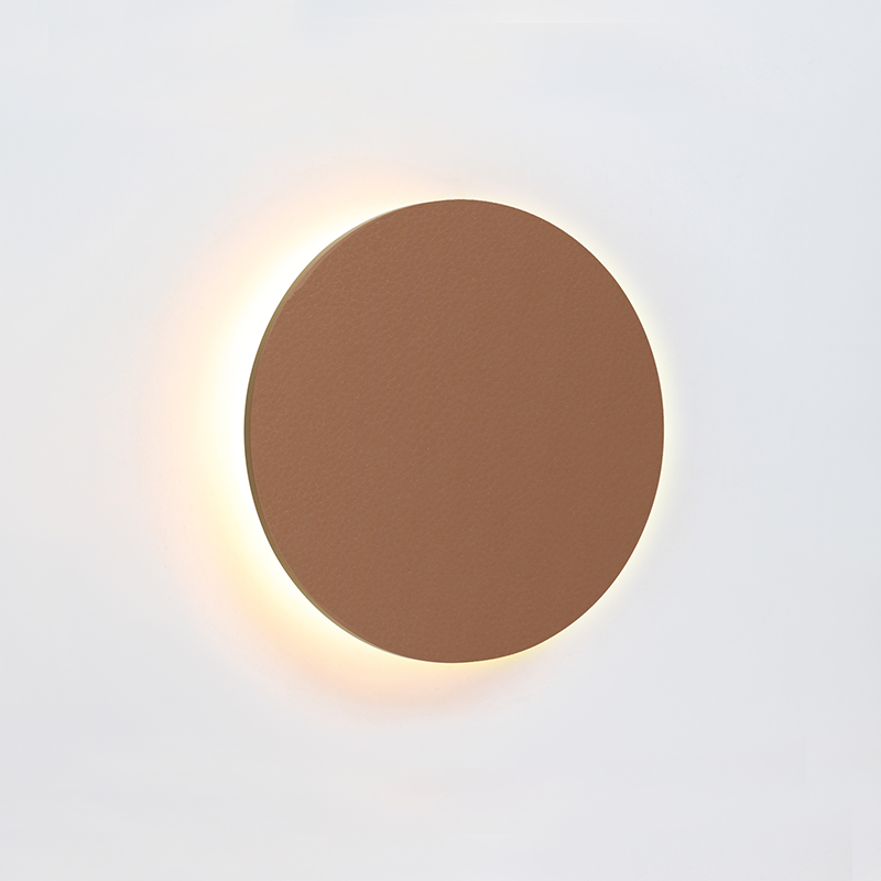 WALL MOUNTED LUMINAIRE LED 10W 3000Κ 800LM LIGHT BROWN LEATHER MDF CIRCLE Φ22ΧΗ3,6CM ECLIPSE ZM1710LEDWLL WALL MOUNTED LUMINAIRE LED 10W 3000Κ 800LM LIGHT BROWN LEATHER MDF CIRCLE Φ22ΧΗ3,6CM ECLIPSE ZM1710LEDWLL