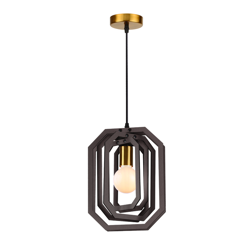 PENDANT LUMINAIRE 1ΧΕ27 DARK BROWN LEATHER MDF D24XH100CM TRITON ZM391P24WDL