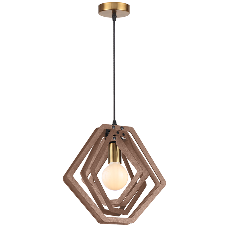 PENDANT LUMINAIRE 1ΧΕ27 LIGHT BROWN LEATHER MDF D34XH100CM TRITON ZM391P34WLL PENDANT LUMINAIRE 1ΧΕ27 LIGHT BROWN LEATHER MDF D34XH100CM TRITON ZM391P34WLL