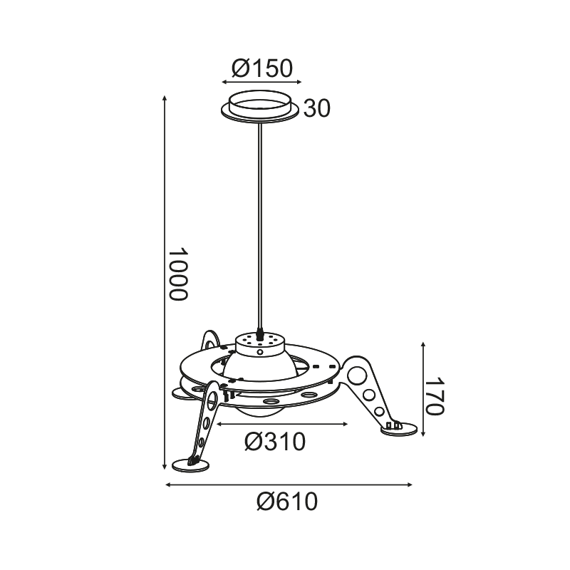 PENDANT LUMINAIRE 1ΧΕ27 SPACESHIP MDF D61XH100CM NASA ZM681P61