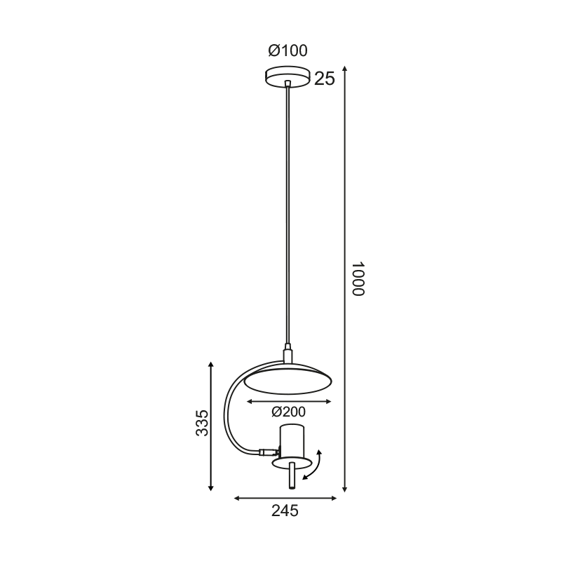 PENDANT LUMINAIRE 1ΧGU10 BLACK METAL D25X20XH100CM PARACHUTE ZM931P25B PENDANT LUMINAIRE 1ΧGU10 BLACK METAL D25X20XH100CM PARACHUTE ZM931P25B