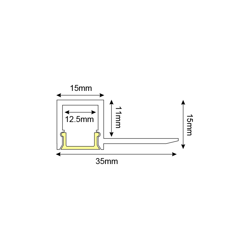 LING ONE SIDE TRIMLESS ALUMINUM PROFILE WITH OPAL PC DIFFUSER 2m/pc P135A LING ONE SIDE TRIMLESS ALUMINUM PROFILE WITH OPAL PC DIFFUSER 2m/pc P135A