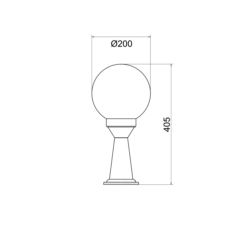 PLASTIC FLOOR GARDEN WHITE LUMINAIRE 41CM Φ200 Ε27 IP44 PLGM3W