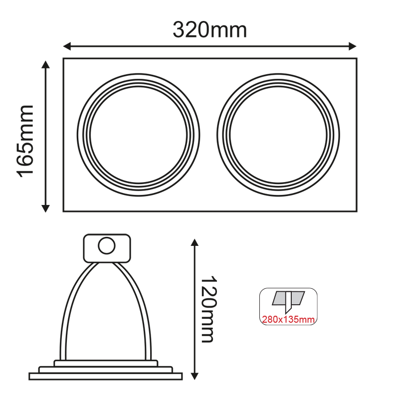 SPOT AR111 XMS DOUBLE WHITE SQUARE 320x165 XMSAR2W