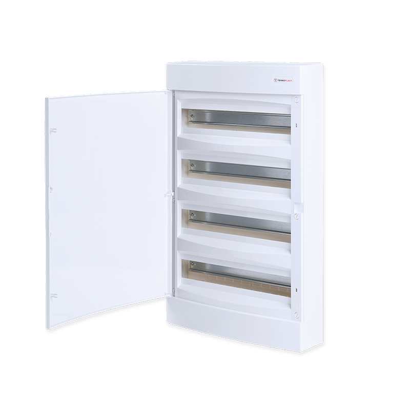SURFACE MOUNTING ENCLOSURE 72 MODULES WHITE DOORS 4 ROWS 282N4X18CW
