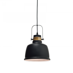 PENDANT METALIC BLACK 1ΧE27 + WOOD SHADE Φ22ΧΗ135CM ERNEST KS212622P
