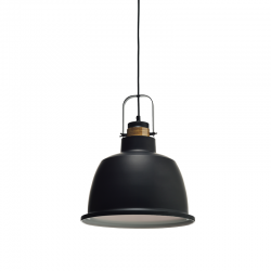 PENDANT METALIC BLACK 1ΧE27 + WOOD SHADE Φ35ΧΗ145CM ERNEST KS212635P