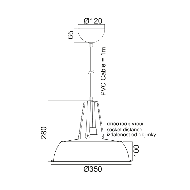 METALLIC BELL 1XE27 GREY D35XH28CM ORLEANS KS204534GY