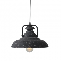 METALLIC BELL 1XE27 BLACK WITH WHITE STAMPS D31XH23CM GAIA KS184331BW