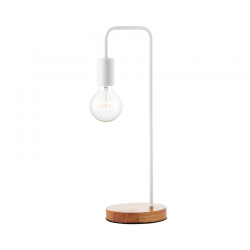 TABLE LAMP 1ΧΕ27 WHITE METALLIC WITH WOOD Φ18XH48cm NAXOS KS1755WWD