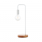 TABLE LAMP 1ΧΕ27 WHITE METALLIC WITH WOOD Φ18XH48cm NAXOS KS1755WWD