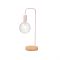 TABLE LAMP 1ΧΕ27 PALE PINK METALLIC WITH WOOD Φ18XH48cm NAXOS KS1755TPW
