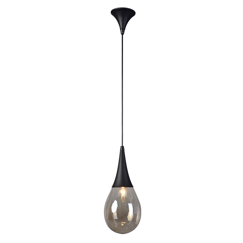 PENDANT LIGHT 1XE14 BLACK METAL AMBER GLASS D16CM ATENA OD53421BK PENDANT LIGHT 1XE14 BLACK METAL AMBER GLASS D16CM ATENA OD53421BK