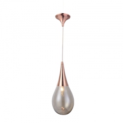 METALLIC PENDANT, COPPER COLOR, 1XE14 AMBER GLASS D16cm ATENA OD53421CP