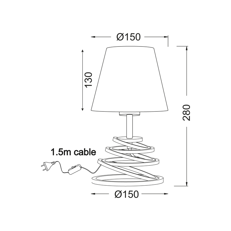 TABLE LAMP WHITE SHADE1XE27 METAL SPIRAL LAGOS OYD10134WTL1 TABLE LAMP WHITE SHADE1XE27 METAL SPIRAL LAGOS OYD10134WTL1