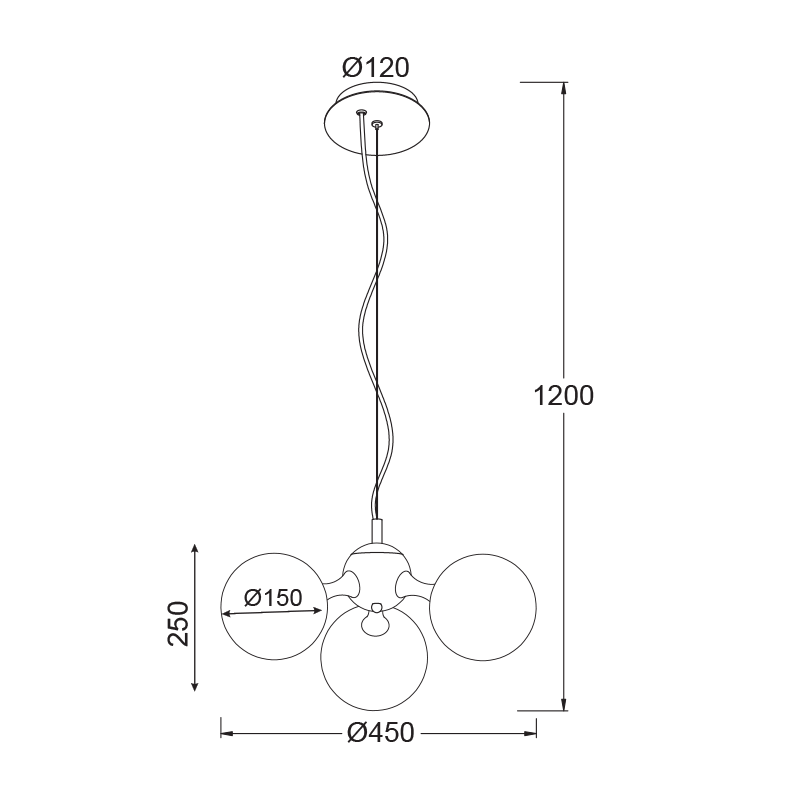 PENDANT GLASS 3XE14 CHROME BALLS ATOM OYD60703CH PENDANT GLASS 3XE14 CHROME BALLS ATOM OYD60703CH