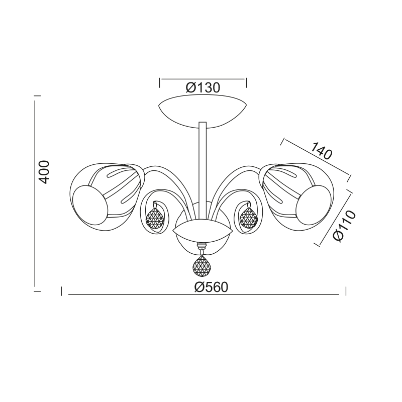 PENDANT CRYSTAL GLASS 3ΧE14 CARDINAL FMX51493