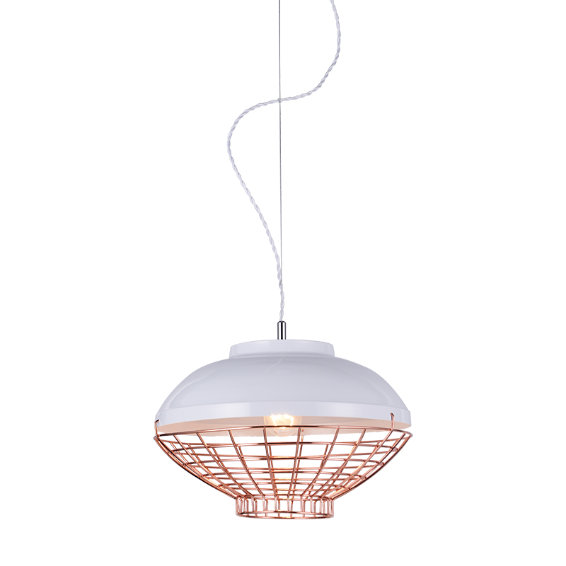 PENDANT 1XE27 METAL WHITE+COPPER Φ40ΧΗ150CM LETO OD5396 PENDANT 1XE27 METAL WHITE+COPPER Φ40ΧΗ150CM LETO OD5396