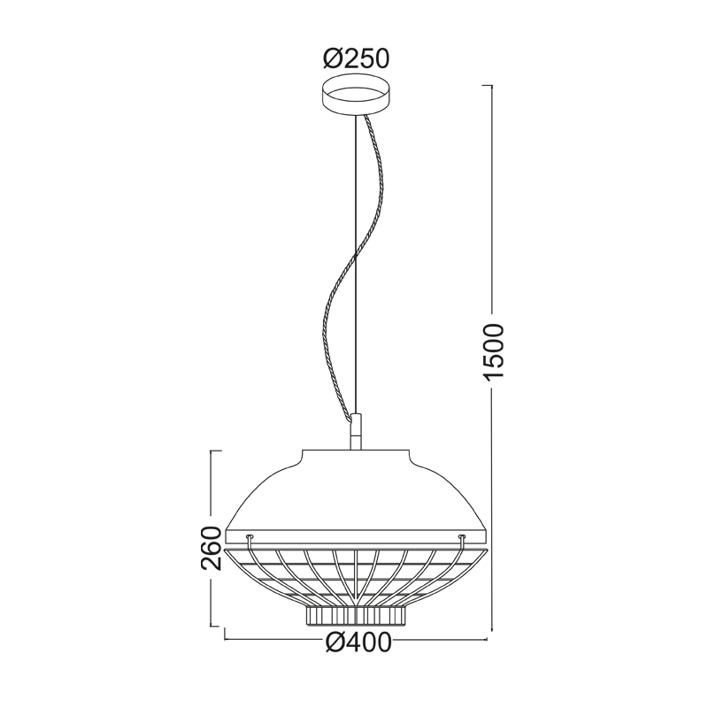 PENDANT 1XE27 METAL WHITE+COPPER Φ40ΧΗ150CM LETO OD5396 PENDANT 1XE27 METAL WHITE+COPPER Φ40ΧΗ150CM LETO OD5396