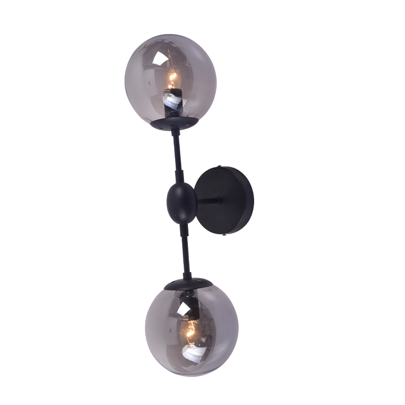 WALL MOUNTED 2XE14 METAL BLACK+ TINTED GLASS BOMBAY OD807002W WALL MOUNTED 2XE14 METAL BLACK+ TINTED GLASS BOMBAY OD807002W