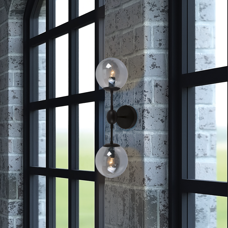 WALL MOUNTED 2XE14 METAL BLACK+ TINTED GLASS BOMBAY OD807002W WALL MOUNTED 2XE14 METAL BLACK+ TINTED GLASS BOMBAY OD807002W