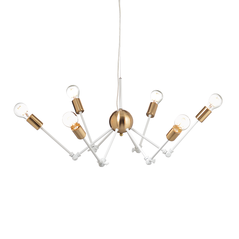 PENDANT 6ΧΕ27 METAL WHITE + BRASS Φ76ΧΗ150CM CHAGALL OD680306WB