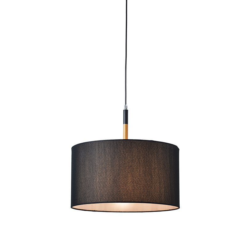 PENDANT 1ΧΕ27 METAL BLACK/ ABAZOUR+WOOD COLORΦ40ΧΗ120CM YASMINE OD650840PBK