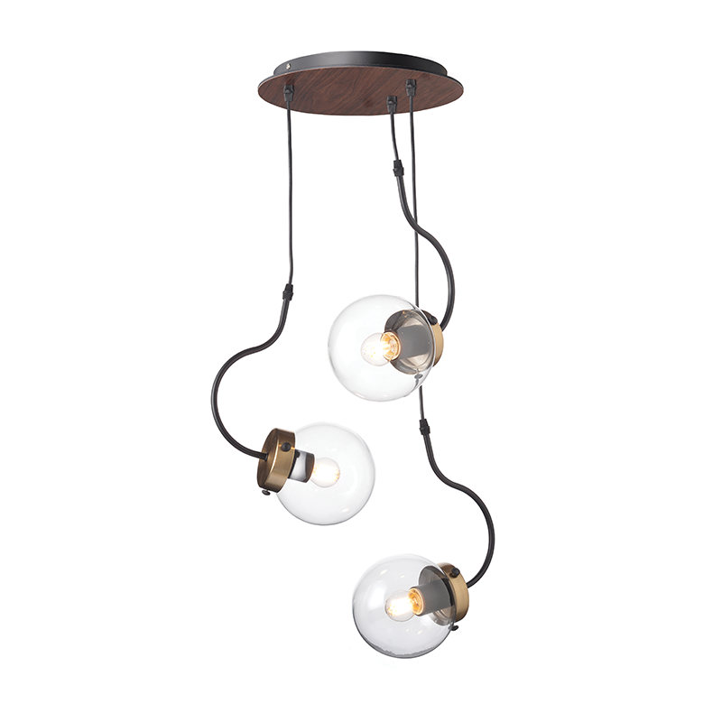 PENDANT 3ΧΕ27 GLASS+METAL+MDF Φ35ΧΗ100CM PUEBLOS OD905903P PENDANT 3ΧΕ27 GLASS+METAL+MDF Φ35ΧΗ100CM PUEBLOS OD905903P