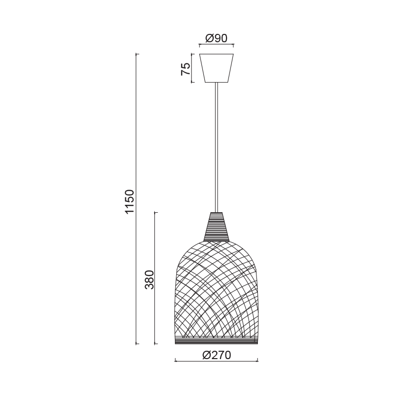 PENDANT 1ΧE27 WHITE CANE Φ27,5Χ115CM PETRA SU05PWH PENDANT 1ΧE27 WHITE CANE Φ27,5Χ115CM PETRA SU05PWH