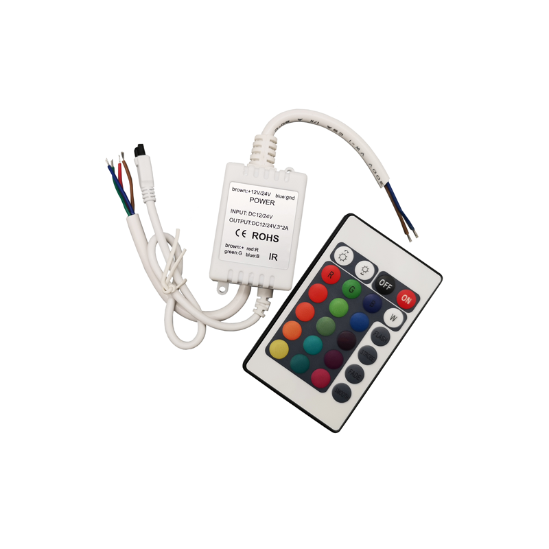 MINI RGB LED CONTROLLER 6A 72W/12V 144W/24V IR REMOTE IR24-02 MINI RGB LED CONTROLLER 6A 72W/12V 144W/24V IR REMOTE IR24-02