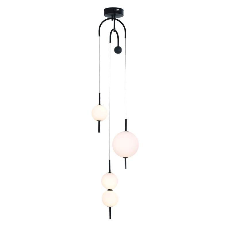 PENDANT LUMINAIRE LED 19W 3000K 1950LM AMELIA BLACK METALIC+WHITE GLASS D37XH150CM TNK323LED19P