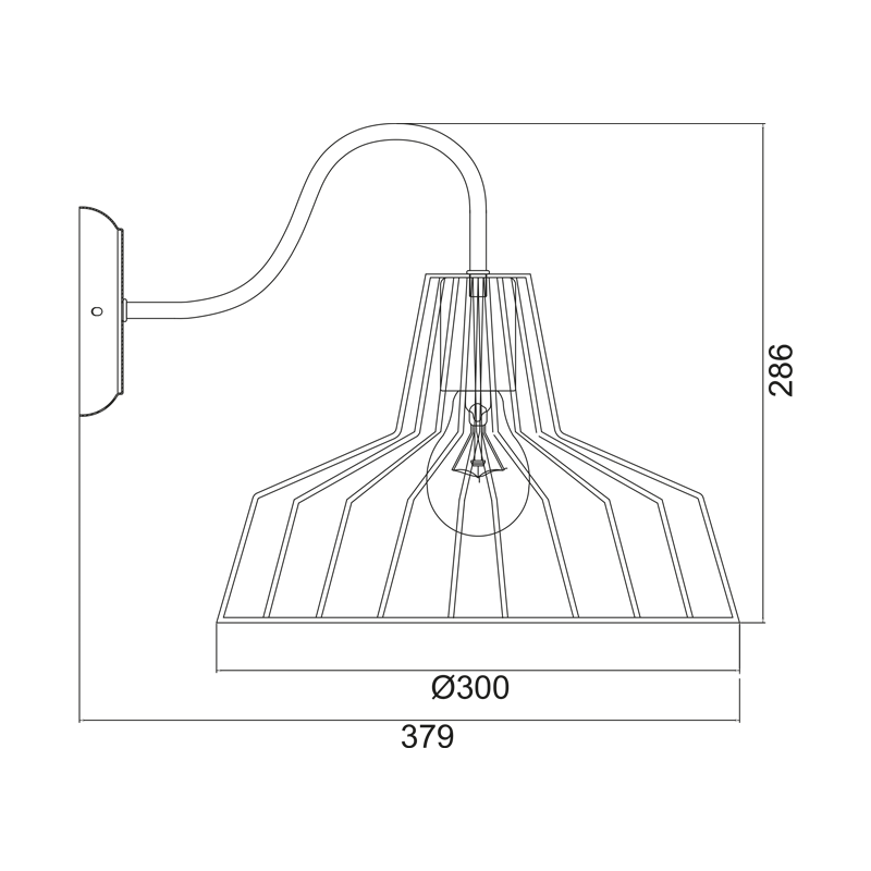 WALL LAMP METAL BLACK 1 Χ Ε27 D30CM BELL HADES KS1525W1BK WALL LAMP METAL BLACK 1 Χ Ε27 D30CM BELL HADES KS1525W1BK