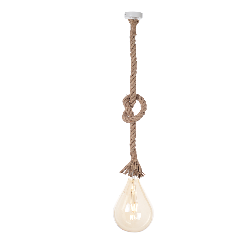 PENDANT 1XE27 METAL WHITE+ SINGLE BRAIDED ROPE Η100CM 50WR PENDANT 1XE27 METAL WHITE+ SINGLE BRAIDED ROPE Η100CM 50WR