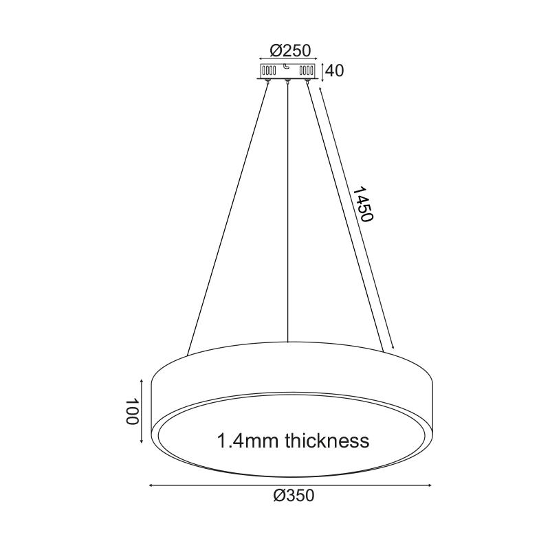 PENDANT LUMINAIRE LED 32W 2560LM 3000K WHITE METAL D35XH140CM OPTIMUS V29LEDP35BK PENDANT LUMINAIRE LED 32W 2560LM 3000K WHITE METAL D35XH140CM OPTIMUS V29LEDP35BK
