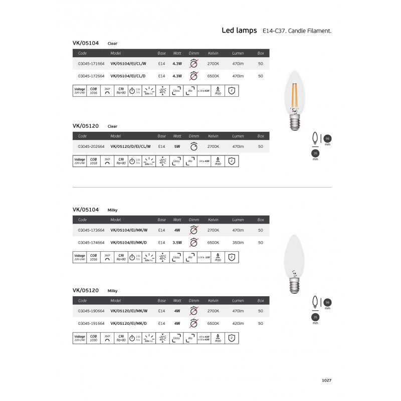 КРУШКА LED 12W E27 4000K