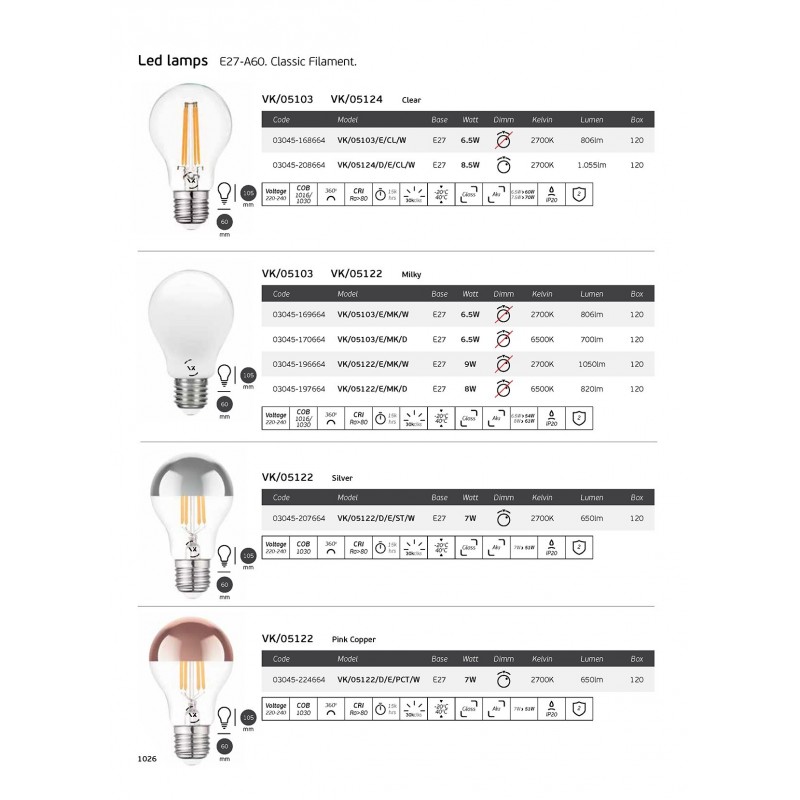 LED КРУШКА V-TAC VT-2119 15W E27 4000K